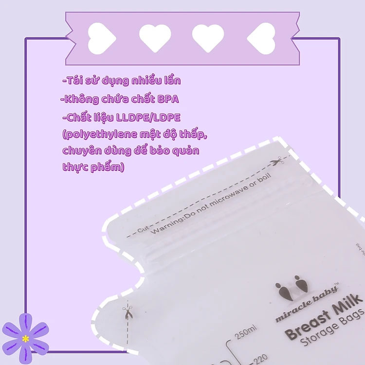 Túi trữ sữa Miracle Baby 250ml chính hãng có vòi rót