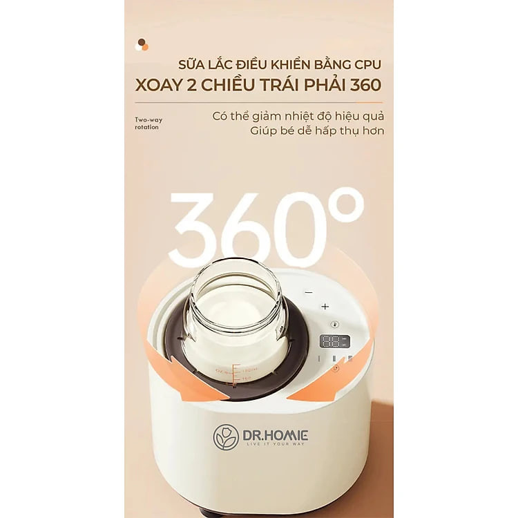 [CHÍNH HÃNG] Máy lắc sữa giữ ấm hâm sữa đa năng DrHomie G63