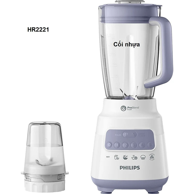 Máy Xay Sinh Tố Philips HR2221 - Công suất 700W Xay Đá , Xay Hạt - Hàng Chính Hãng