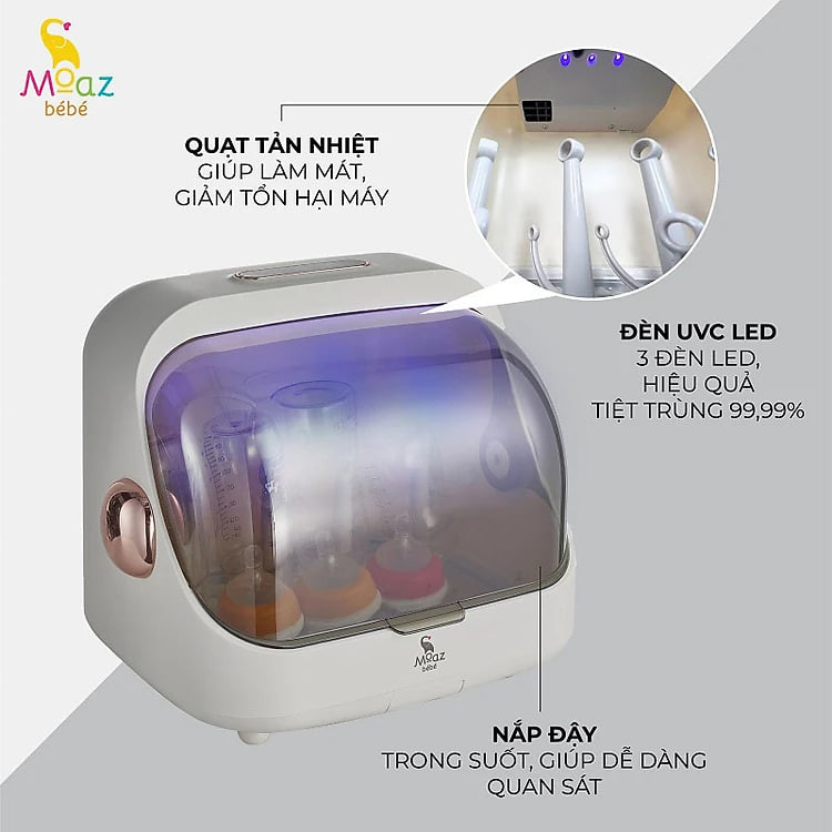 Máy úp bình sữa tiệt trùng sấy khô tia UV Moazbebe mb044