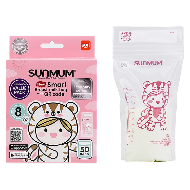 Túi đựng sữa mẹ sunmum 250ml (Hộp 50 túi) tặng 2 túi zipper bảo quản