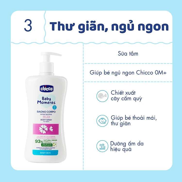 Sữa tắm giúp bé ngủ ngon Chicco 0M+ 500ml