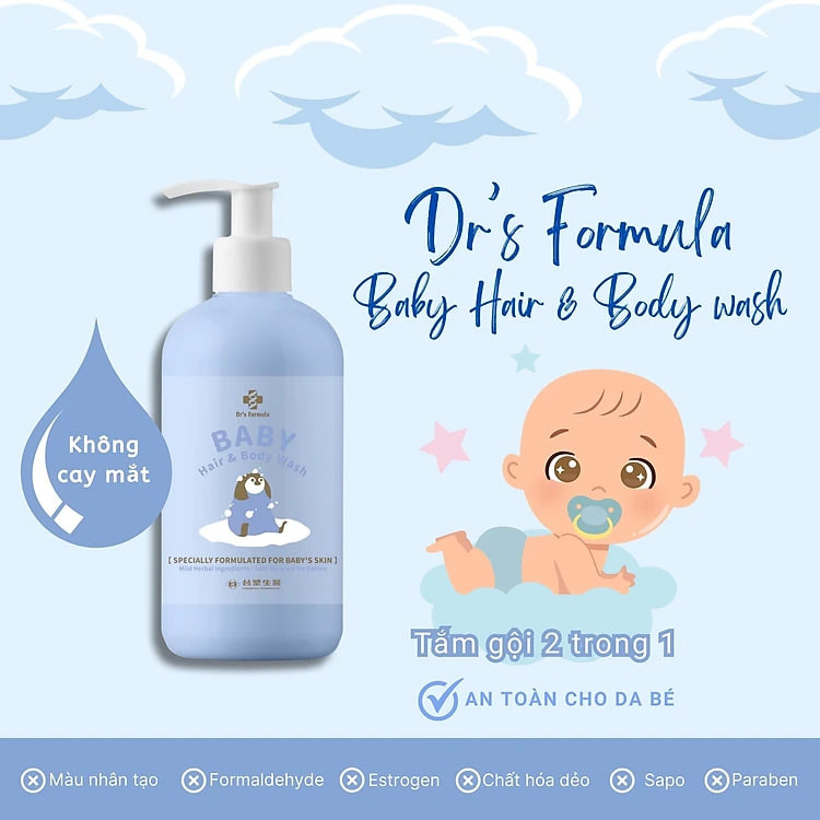 Sữa Tắm Gội Cho Bé Dr's Formula Baby Hair & Body Wash 550g