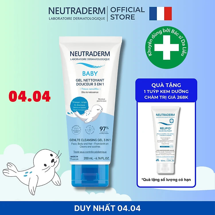 [MUA 1 TẶNG 1] Sữa Tắm Gội Cho Bé 3 Trong 1 NEUTRADERM Làm Sạch Nhẹ Nhàng An Toàn Cho Da Bé