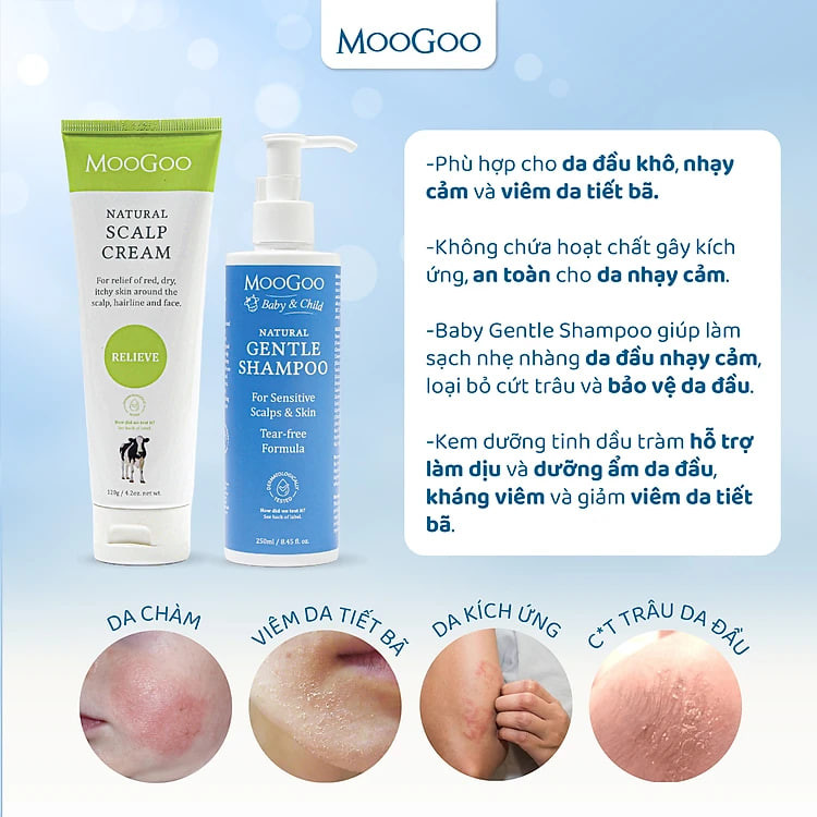 Dầu gội đầu dịu nhẹ cho bé không SLS, Sulfate, cho bé, da nhạy cảm, v da cơ địa - MooGoo