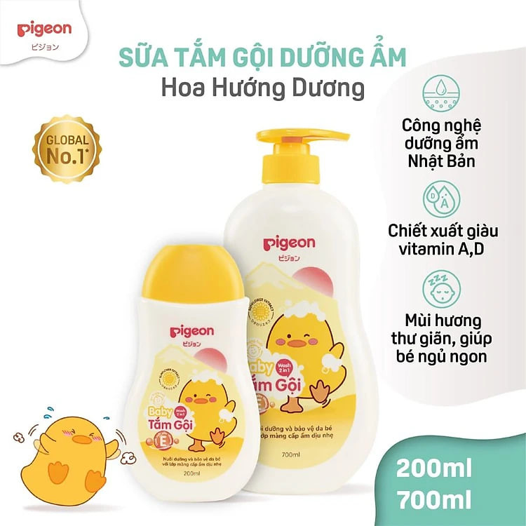 Tắm gội dịu nhẹ Pigeon Hoa hướng dương 200ml/700ml
