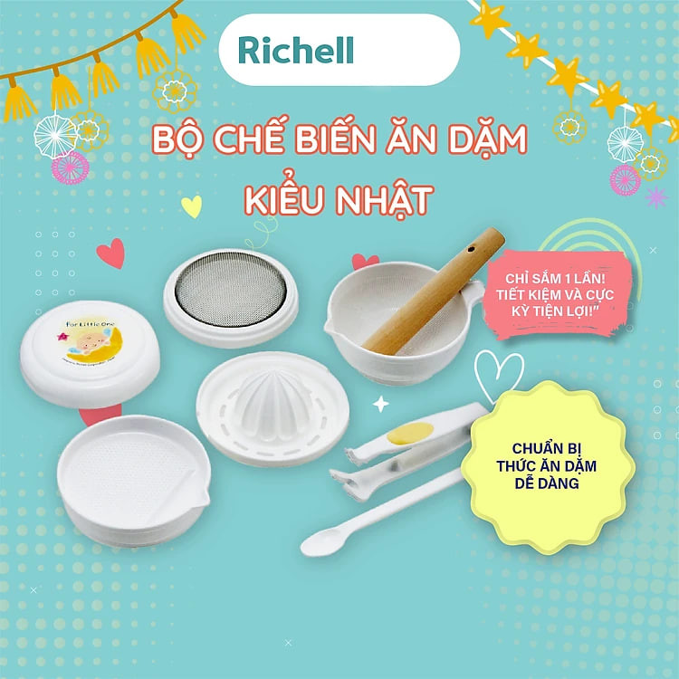Bộ chế biến ăn dặm cho bé kiểu Nhật Richell Baby