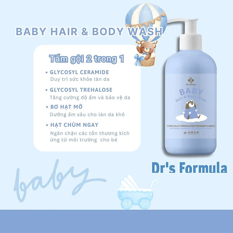 Sữa Tắm Gội Cho Bé Dr's Formula Baby Hair & Body Wash 550g