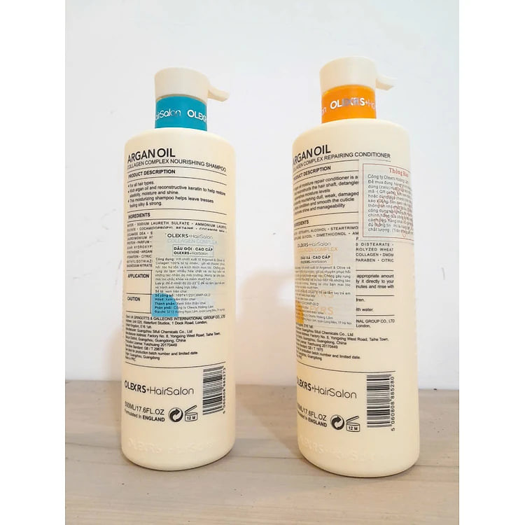 Cặp Dầu Gội Xả Olexrs HairSalon Argan Oil Collagen 2x500ml cho tóc khô hư tổn