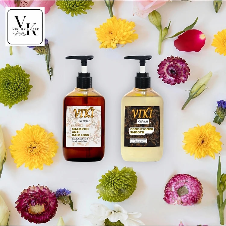 Cặp Dầu Gội Xả Tóc Thảo Dược Viki Gừng Bồ Kết 300ml