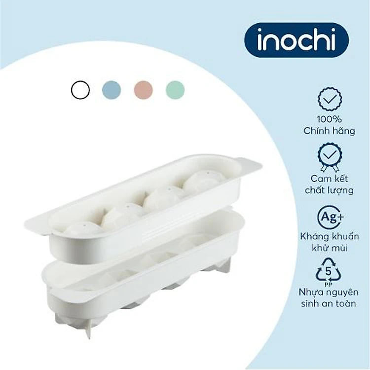 Khay Làm Đá Viên Kari Có Hộp Đựng Và Nắp Khử Mùi Tủ Lạnh Sản Xuất Theo Tiêu Chuẩn Xuất Nhật Bản , EU Đảm Bảo An Toàn Sức Khỏe Người Sử Dụng- Chính Hãng Inochi ( Tặng kèm khăn lau pakasa) Giao màu ngẫu nhiên