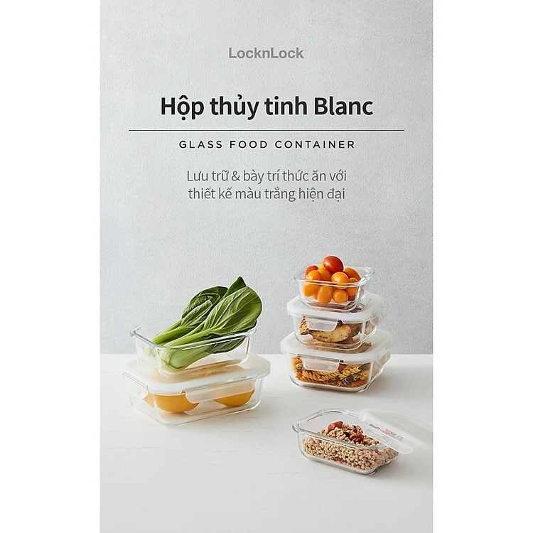 Hộp bảo quản thủy tinh LocknLock BLANC - Hộp vuông
