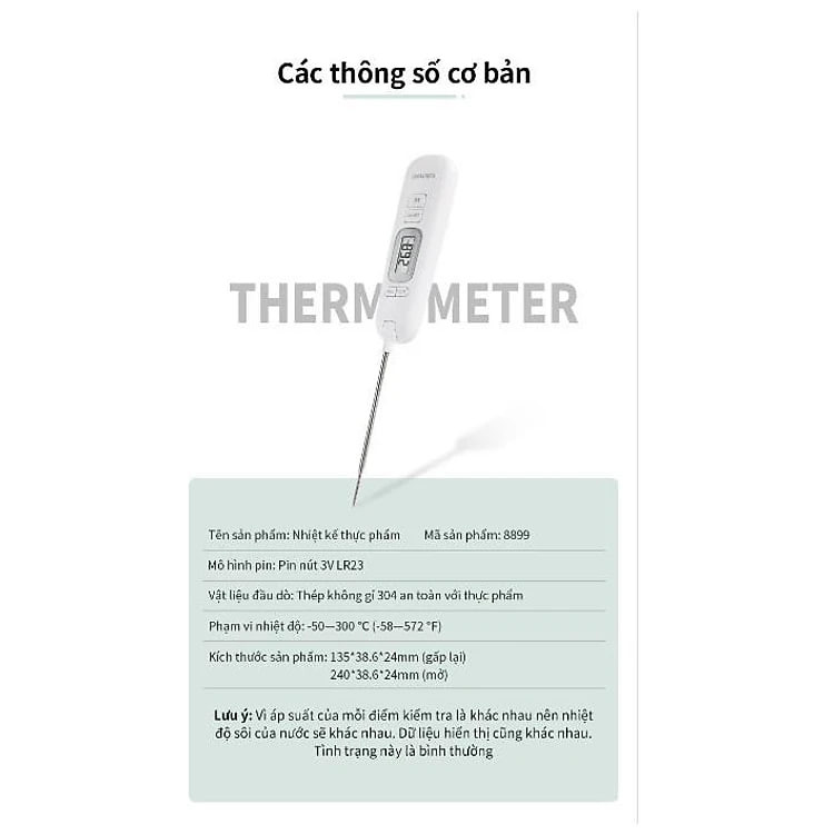 Nhiệt kế đo thực phẩm Deli - 8899